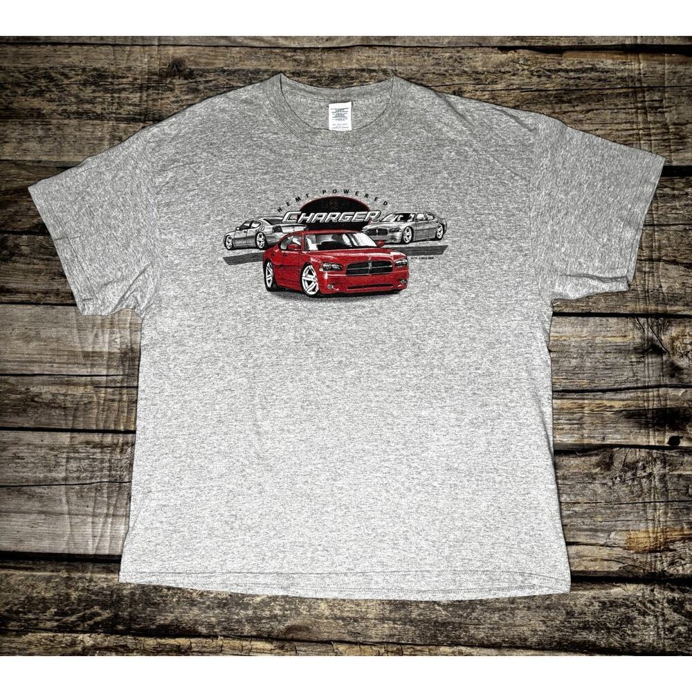 Y2k Dodge Charger Hemi Powered T Shirt Mens Size XL Gray Delta Tag